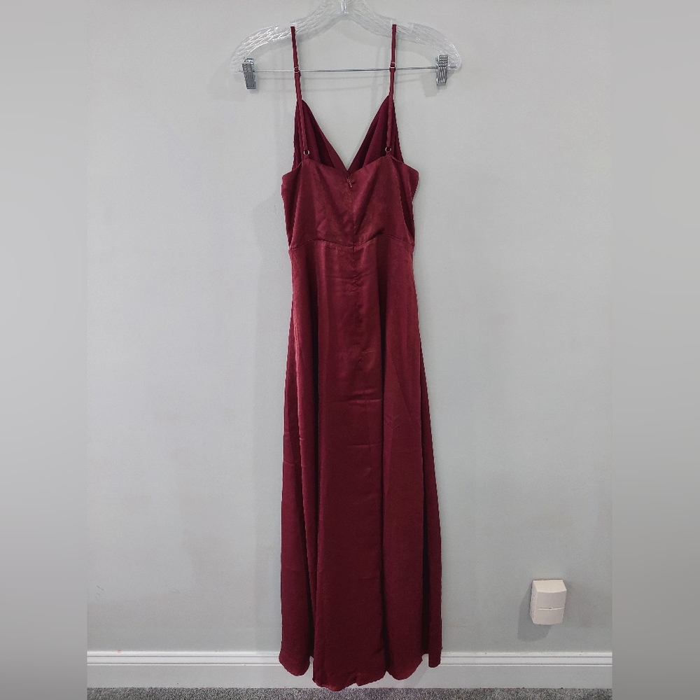 Lulus Formal Maxi Dress Small Red V-neck adjustable straps slit on front - Picture 6 of 14